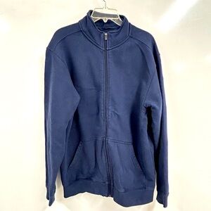 0140 L.L.Bean Men Sweater Adult Size Med tall Navy Blue Outdoors 3/4  Zip Casual